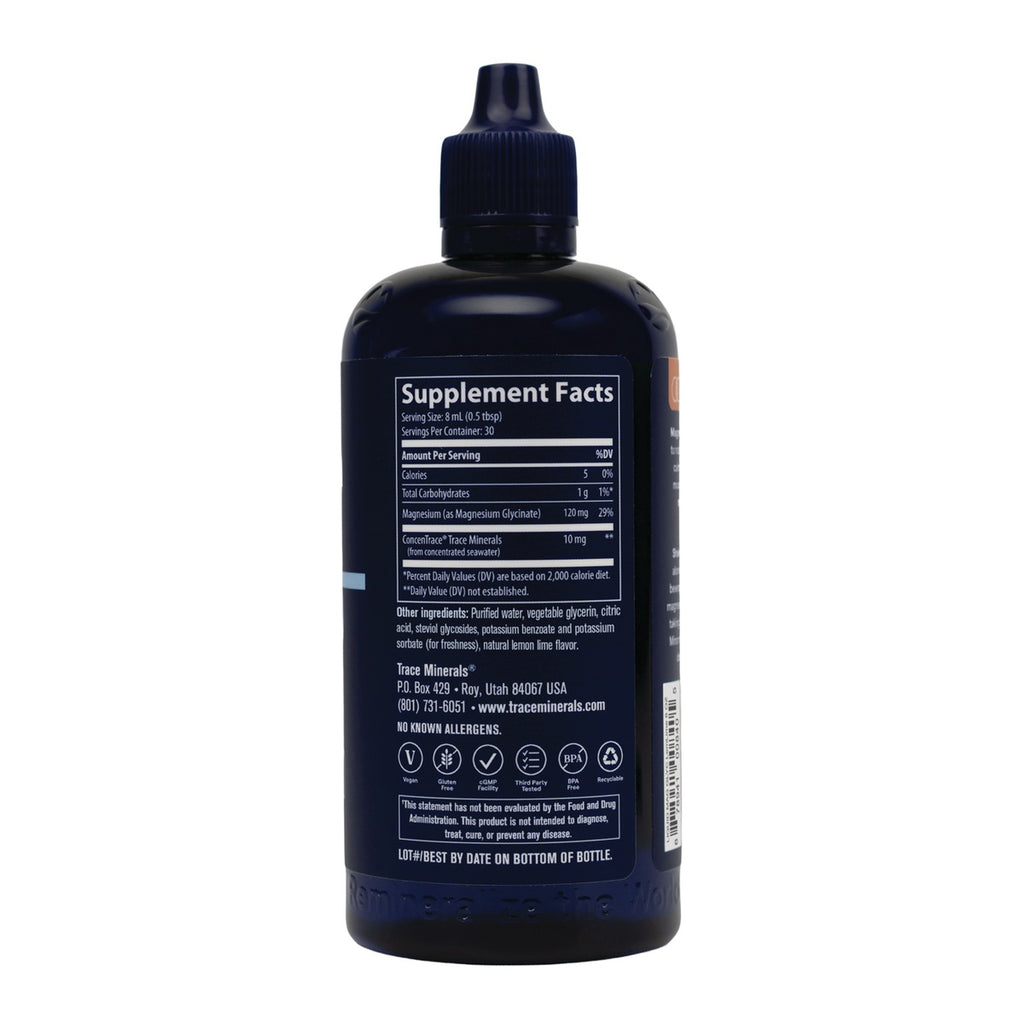 TM178 | Back of Trace Minerals liquid supplement bottle with Supplement Facts panel - Thumbnail