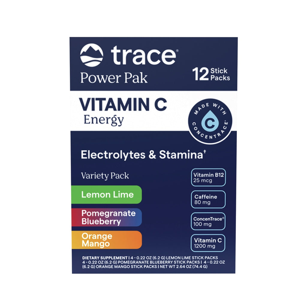 TM180 | Trace Power Pak Vitamin C Energy variety pack stick packs with lemon lime, pomegranate blueberry, and orange mango - Thumbnail