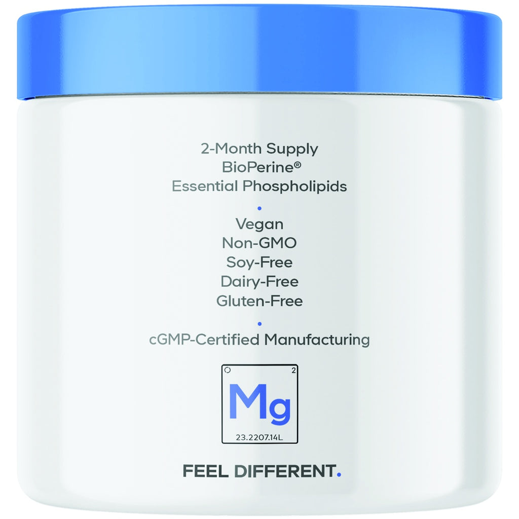 CDG073 | Supplement jar with blue lid labeled 2-Month Supply, BioPerine, Vegan, Non-GMO, Soy-Free, Dairy-Free, Gluten-Free - Thumbnail