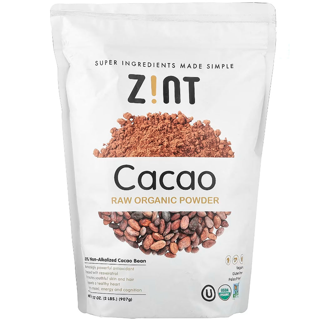 ZIN009 | Z!NT Cacao Raw Organic Powder pouch, 32 oz; USDA Organic, Non-GMO, vegan, gluten-free - Thumbnail
