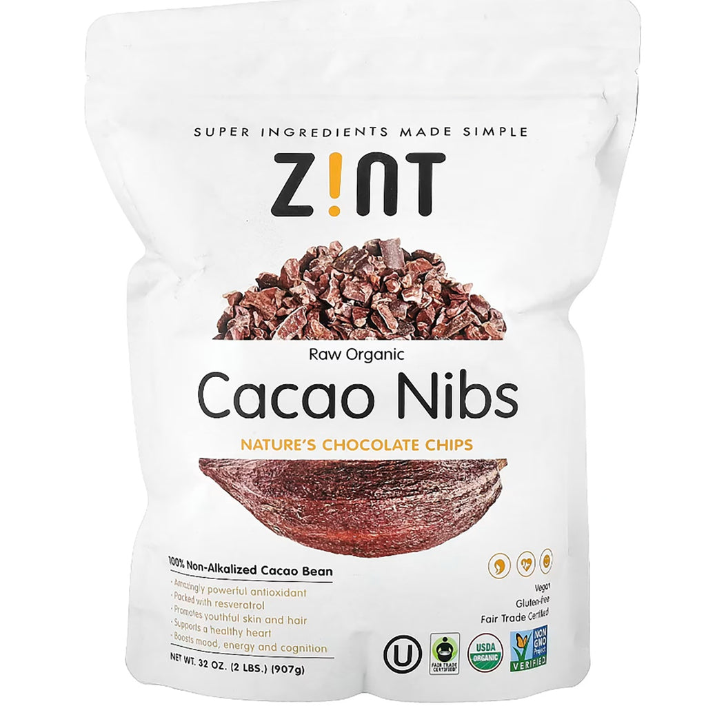 ZIN014 | Zint Raw Organic Cacao Nibs pouch, Nature's Chocolate Chips, 32 oz - Thumbnail