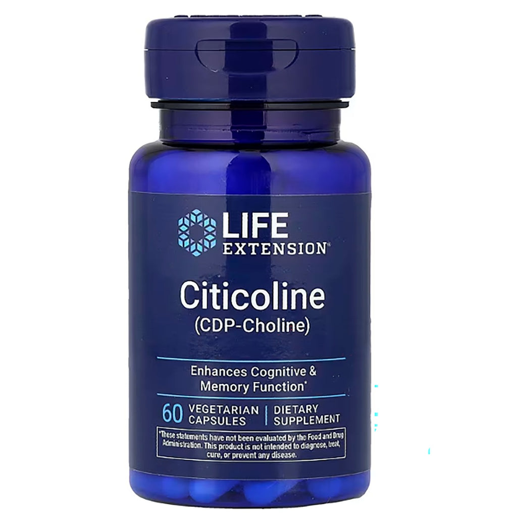 LE580 | Life Extension Citicoline (CDP-Choline) dietary supplement bottle, 60 vegetarian capsules - Thumbnail