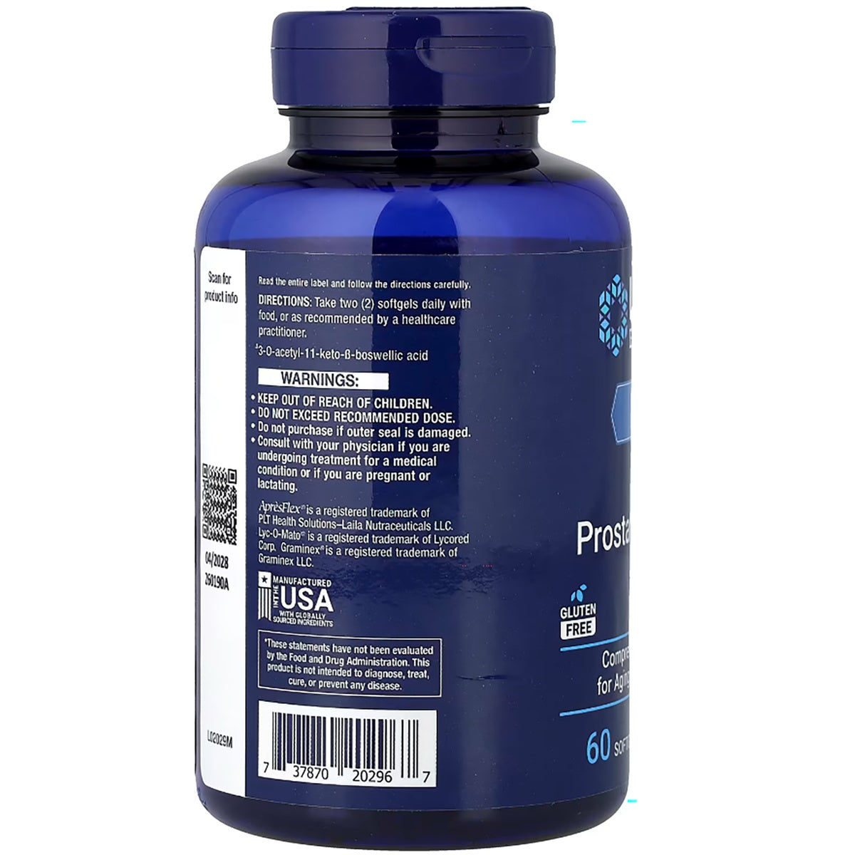 LE441 | Bottle back label with directions, warnings, and 60 softgels