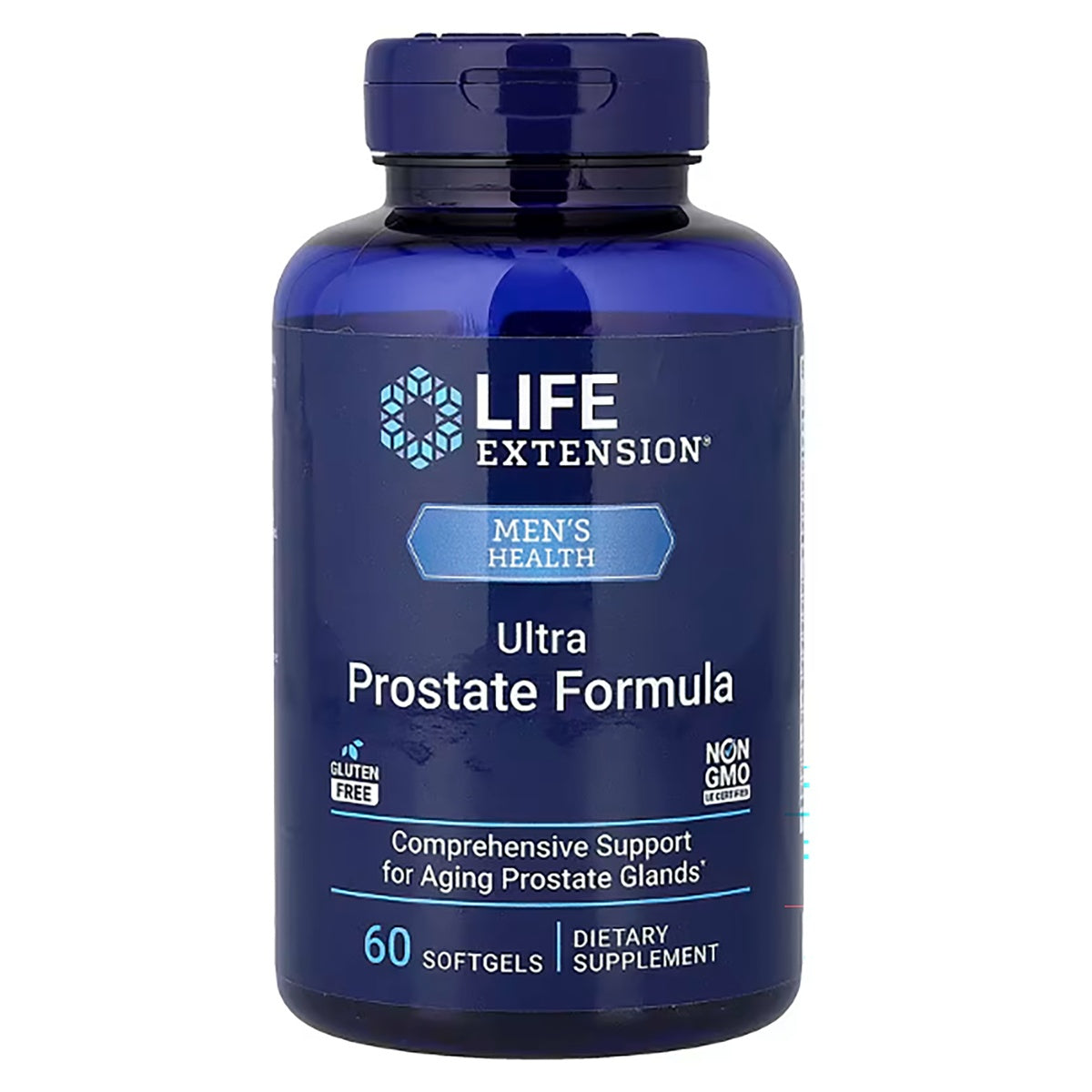 LE441 | Blue Life Extension bottle labeled Ultra Prostate Formula 60 softgels dietary supplement