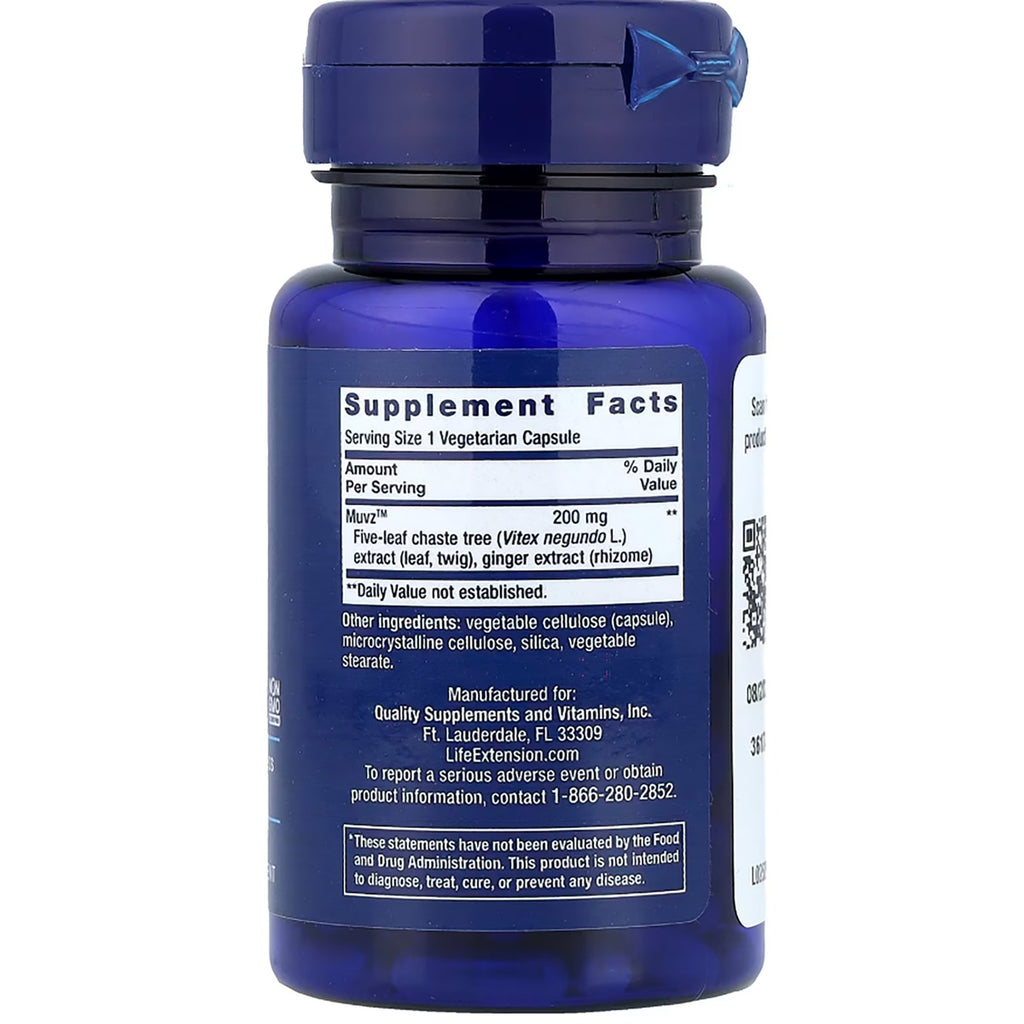LE595 | Back of blue supplement bottle showing Supplement Facts panel with ingredients and manufacturer information - Thumbnail