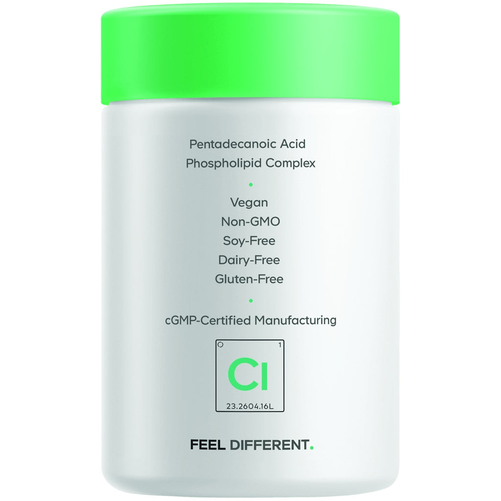 CDG077 | Bottle of Pentadecanoic Acid Phospholipid Complex with Vegan, Non-GMO, Soy-Free, Dairy-Free, Gluten-Free claims - Thumbnail