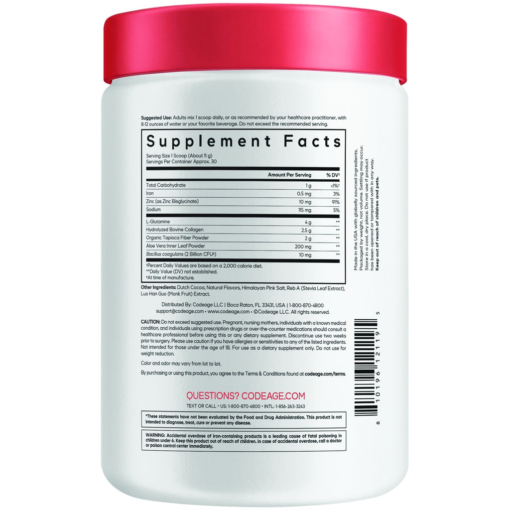 CDG078 | Back label of a supplement jar with Supplement Facts, directions, ingredients, warnings, and barcode - Thumbnail
