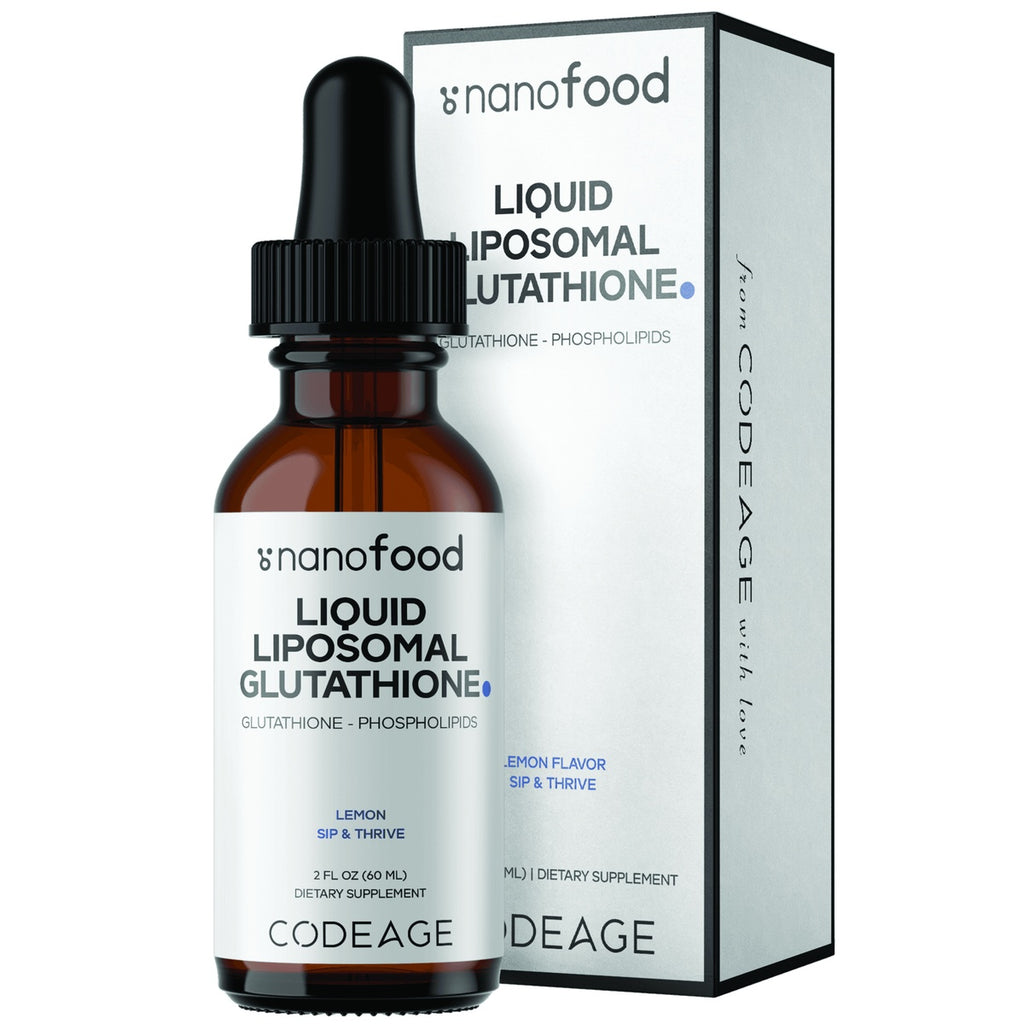 CDG079 | Nanofood Liquid Liposomal Glutathione lemon dietary supplement bottle with box - Thumbnail