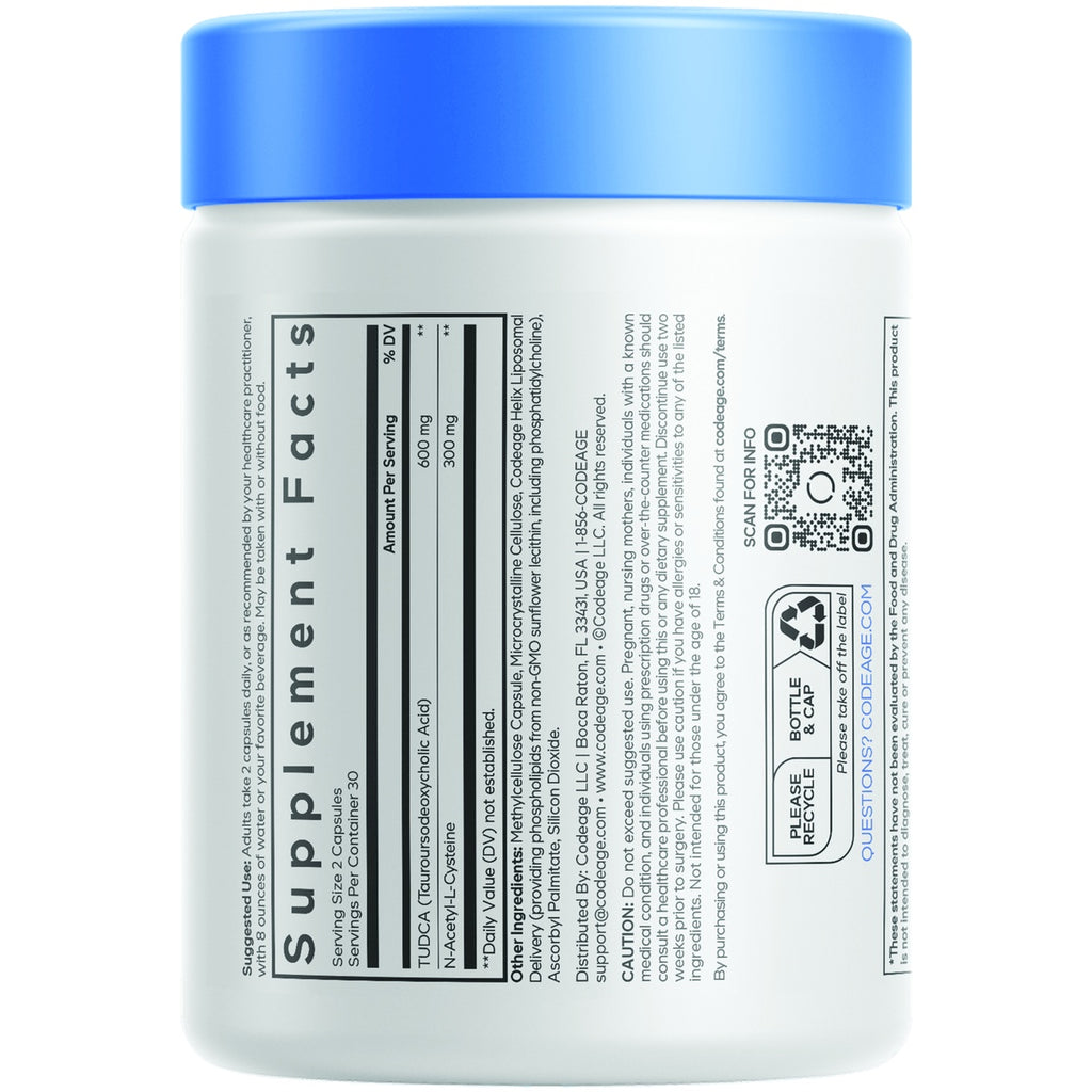 CDG083 | Supplement bottle showing the back label with facts, ingredients, directions, and QR code - Thumbnail