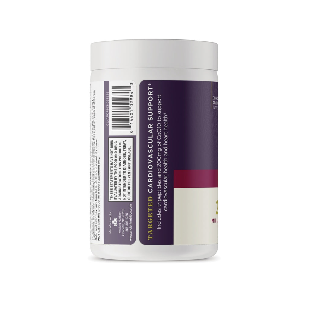 ATN155 | Back label of targeted cardiovascular support supplement with warnings and barcode - Thumbnail