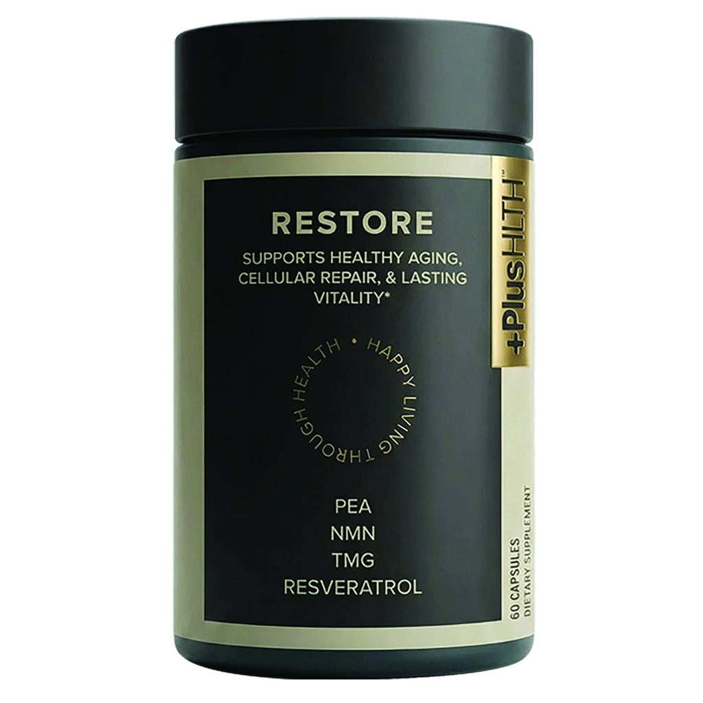 CV058 | Restore dietary supplement bottle with PEA, NMN, TMG, and resveratrol, 60 capsules - Thumbnail