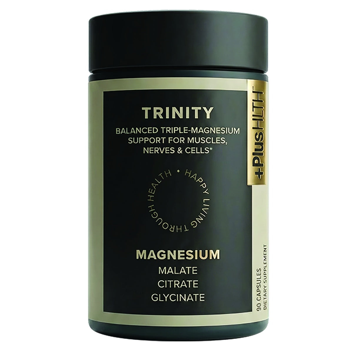 CV059 | Trinity magnesium supplement bottle with malate, citrate, and glycinate label