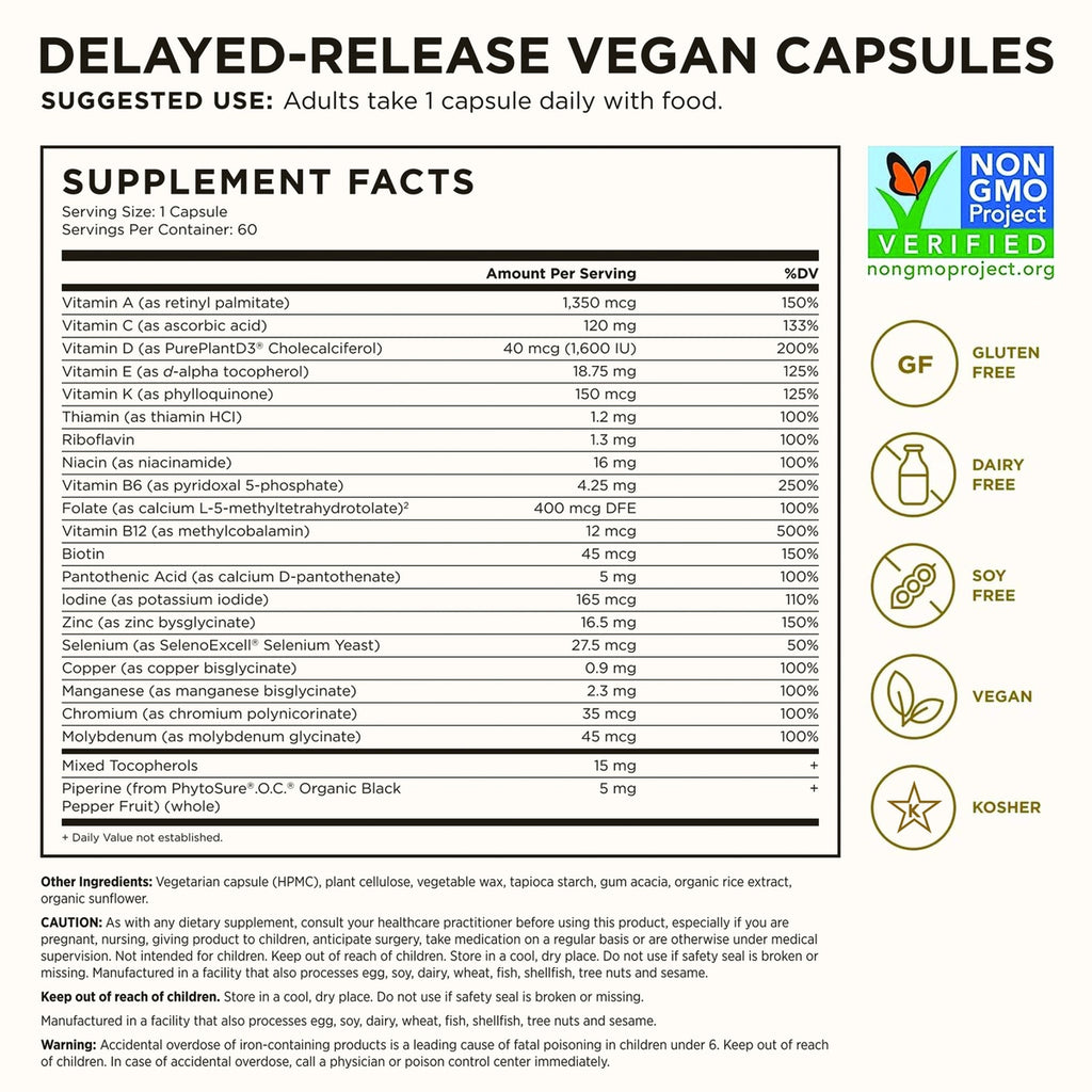 SLG383 | Supplement Facts panel for delayed-release vegan capsules with suggested use and dietary certifications - Thumbnail