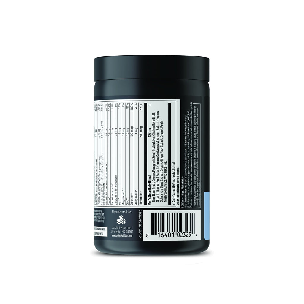 ATN056 | Back label of a supplement bottle with nutrition facts, ingredients, warnings, and barcode - Thumbnail