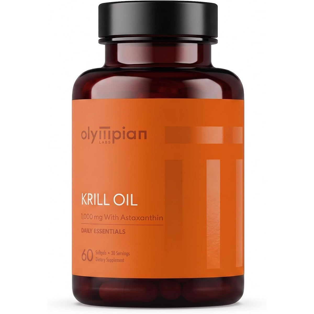 OL026 | Bottle of KRILL OIL 1000 mg per serving supplement by Olympian Labs front view