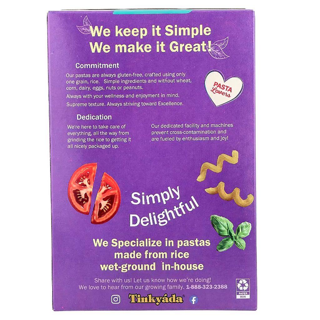 TKY007 | Back of Tinkyada rice pasta box with brand commitment and product messaging - Thumbnail