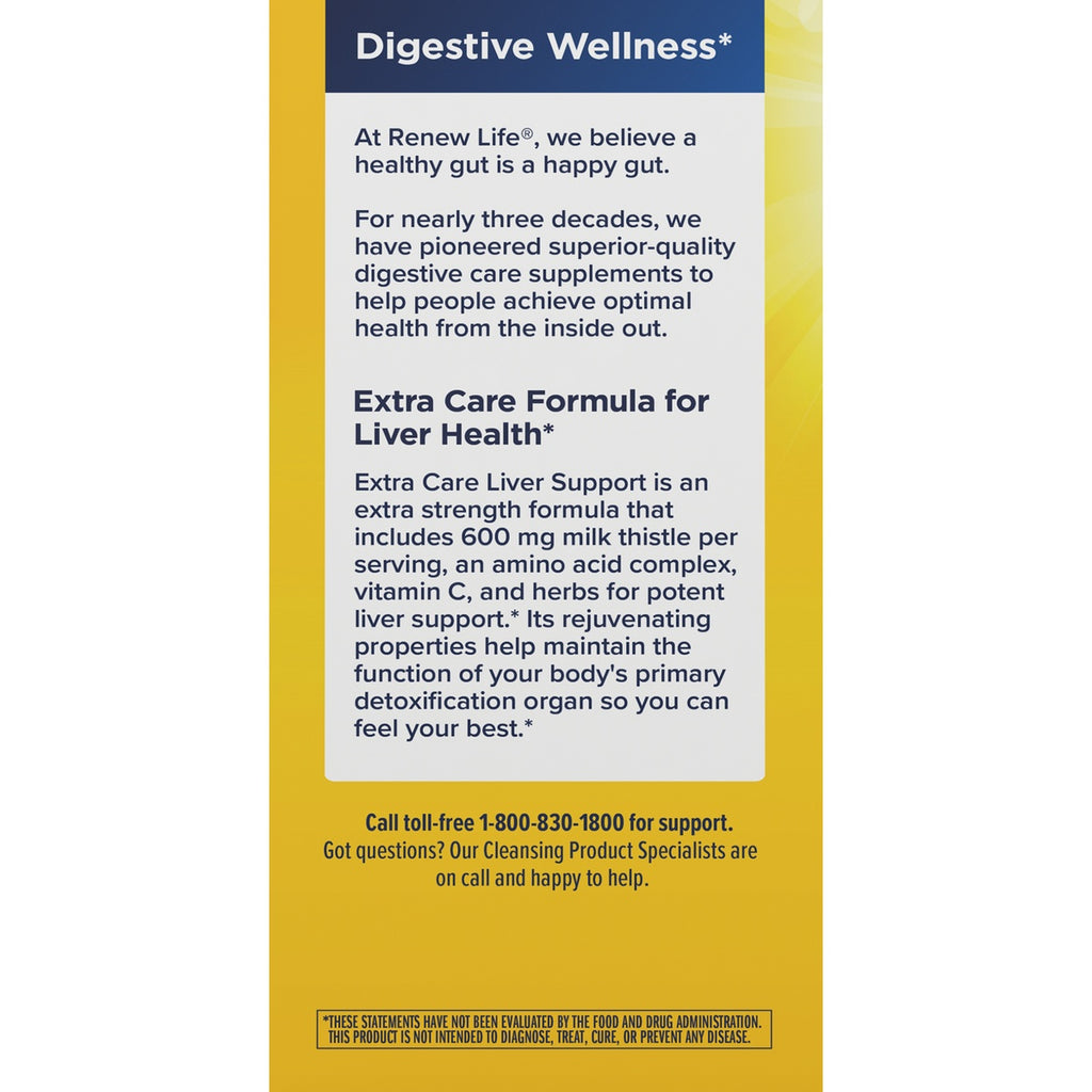 RNL256 | Back label reading Digestive Wellness and Extra Care Formula for Liver Health with product benefits and toll-free number - Thumbnail