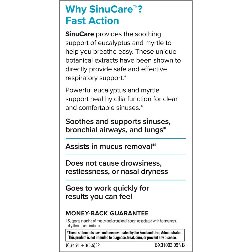 EUR022 | Brand infographic about SinuCare fast action, supporting sinuses, bronchial airways, and mucus removal - Thumbnail