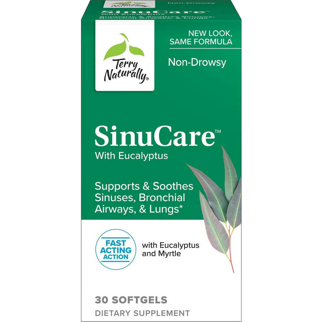 EUR022 | SinuCare with Eucalyptus dietary supplement box, Terry Naturally branding, 30 softgels, non-drowsy sinus support - Thumbnail