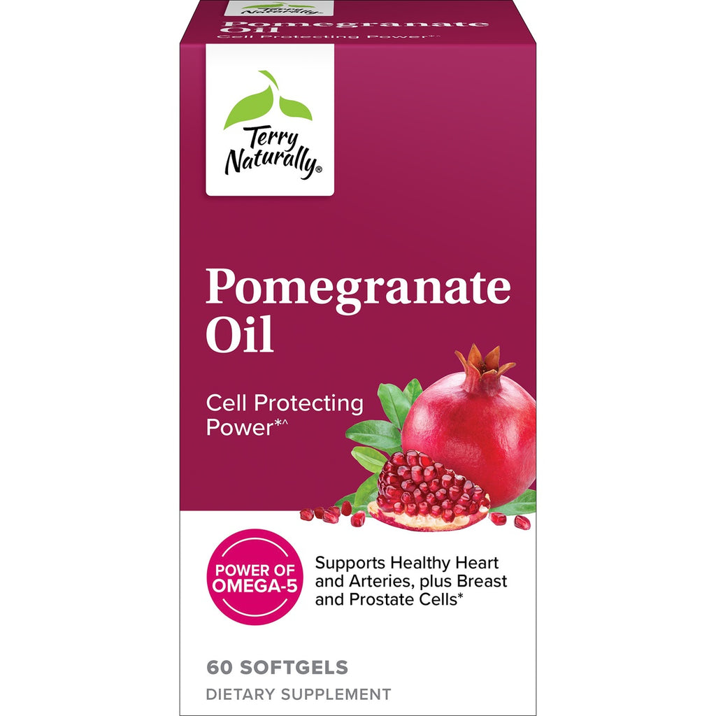EUR047 | Terry Naturally Pomegranate Seed Oil box front showing Cell Protecting Power and 60 Softgels - Thumbnail