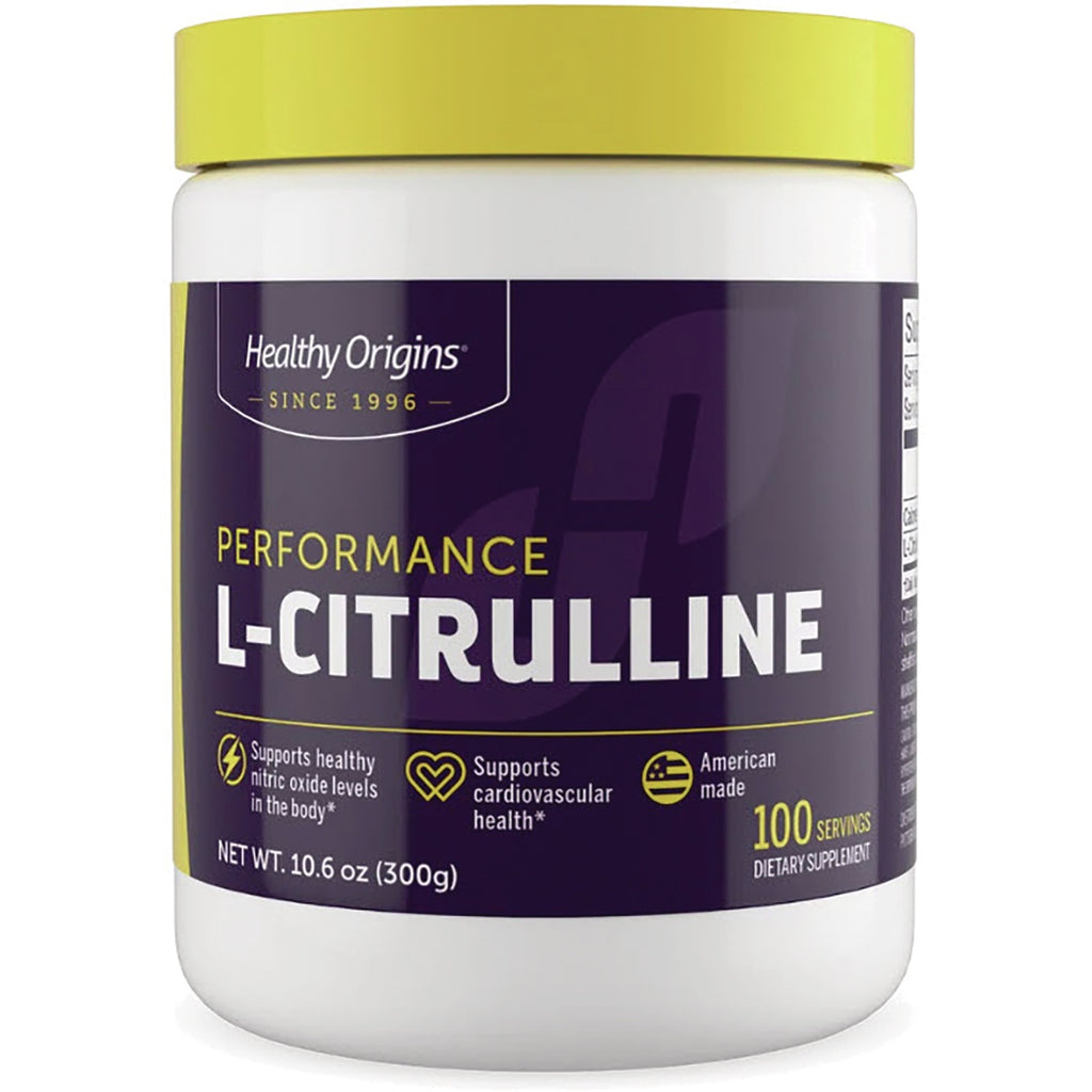 HRG202 | Healthy Origins Performance L-CITRULLINE supplement jar with yellow lid, 10.6 oz label - Thumbnail