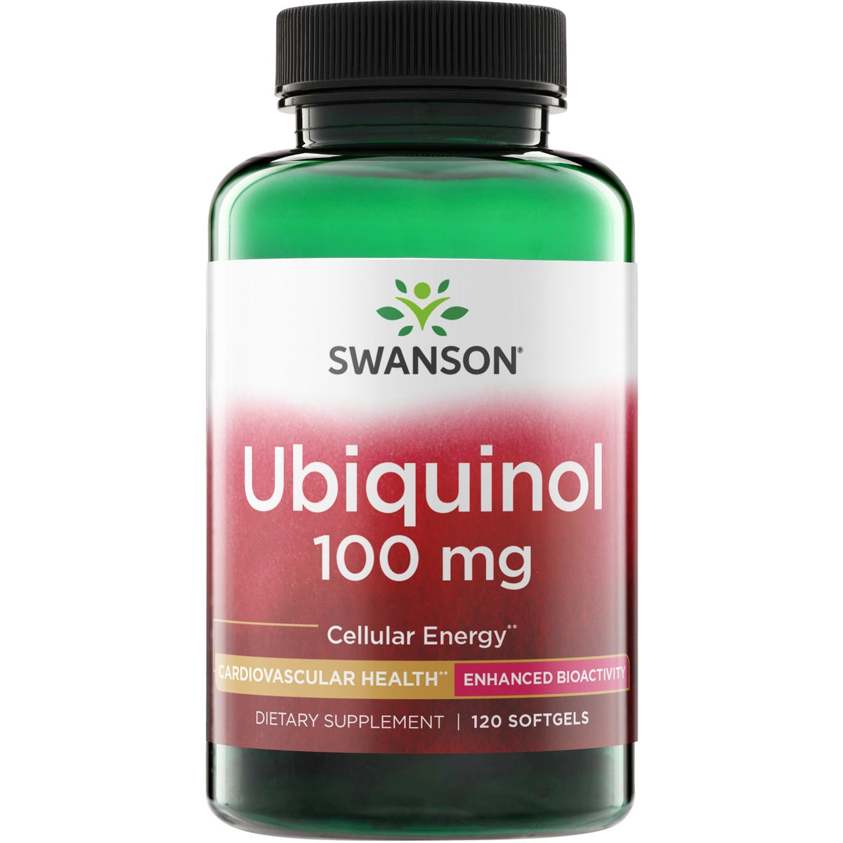 SWU937 | Swanson Ubiquinol supplement, 100 mg per softgel, 120 softgels, bottle front label with Cardiovascular Health text