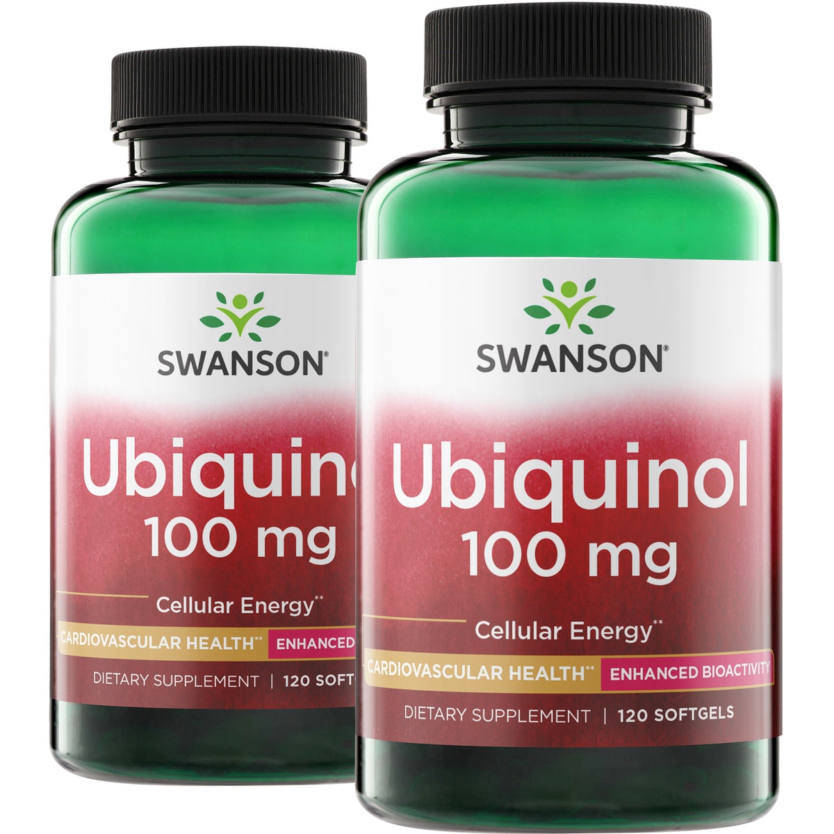 SWU1087 | Swanson Ubiquinol dietary supplement, 100 mg per softgel, 120 softgels bottle front