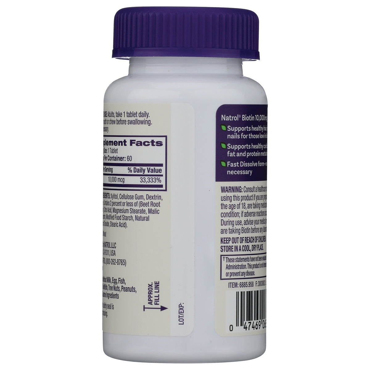 NA555 | back of white supplement bottle showing Supplement Facts table, ingredients list and contains: Wheat