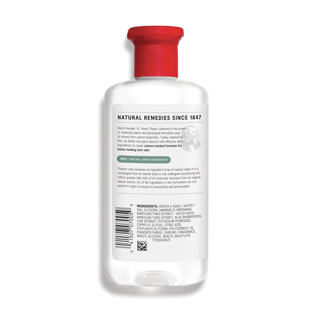 THA021 | Back label of Thayers Facial Toner Witch Hazel Aloe Vera Formula with directions, ingredients, and barcode - Thumbnail