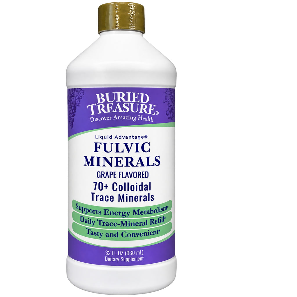 BTR026 | Buried Treasure Fulvic Minerals grape flavored 33 fl oz bottle labeled 70+ Trace Minerals - Thumbnail