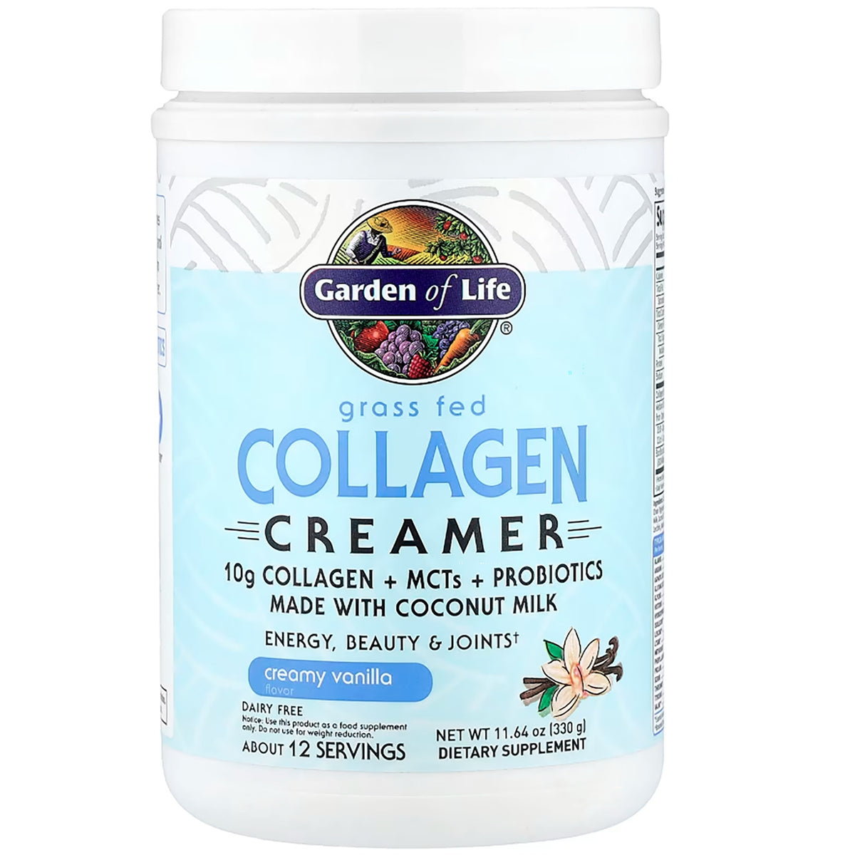 GLF307 | Garden of Life grass fed collagen creamer creamy vanilla front label