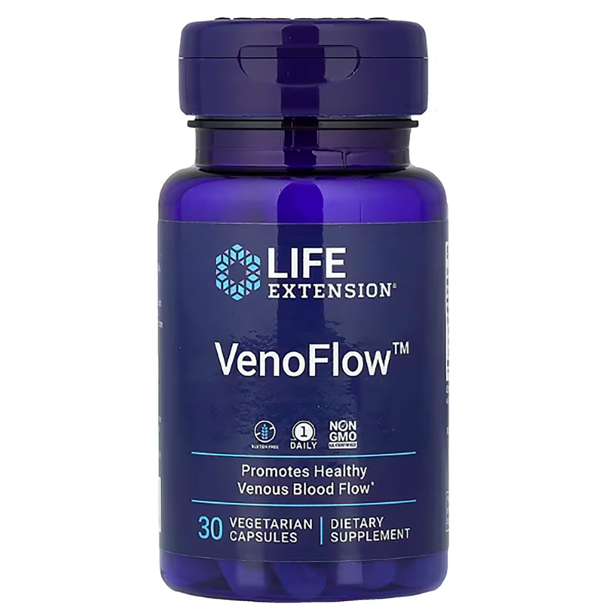 LE417 | Life Extension VenoFlow blue bottle, 30 vegetarian capsules promoting healthy venous blood flow