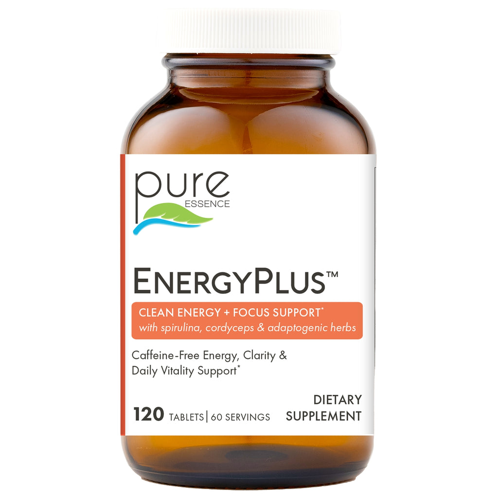PEL034 | Brown glass bottle with white cap labeled EnergyPlus dietary supplement, front label reads CLEAN, CLEAR ENERGY BOOST 120 tablets - Thumbnail