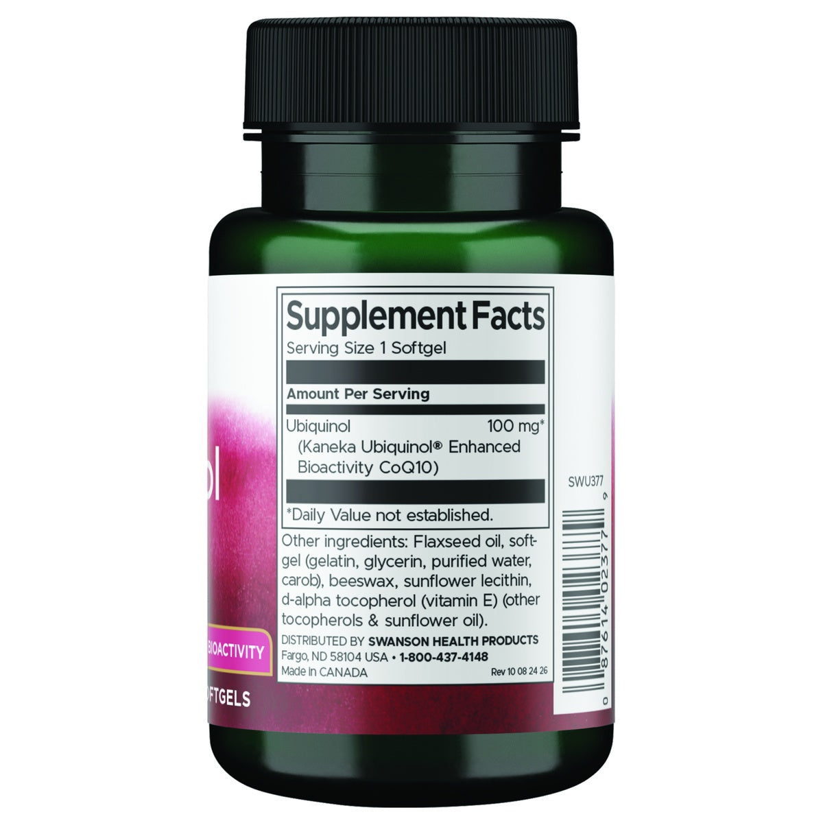 SWU377 | Back label with Supplement Facts
