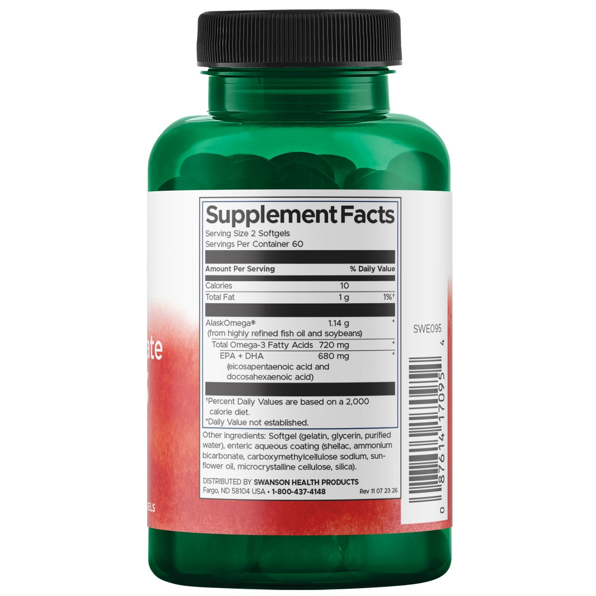 SWE095 | Back label with supplement facts and serving information