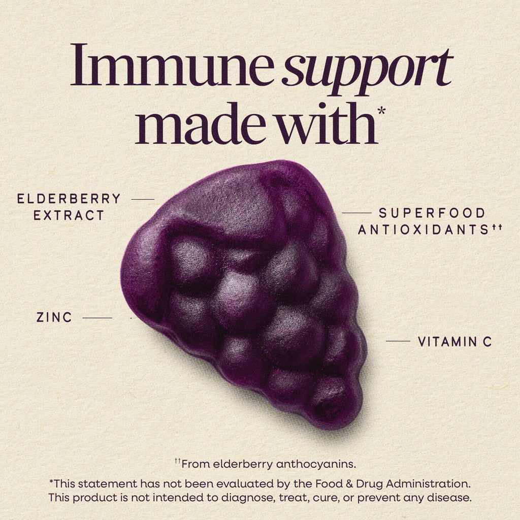 NW1079 | Product infographic titled Immune support made with list and image of purple grape shaped gummy - Thumbnail