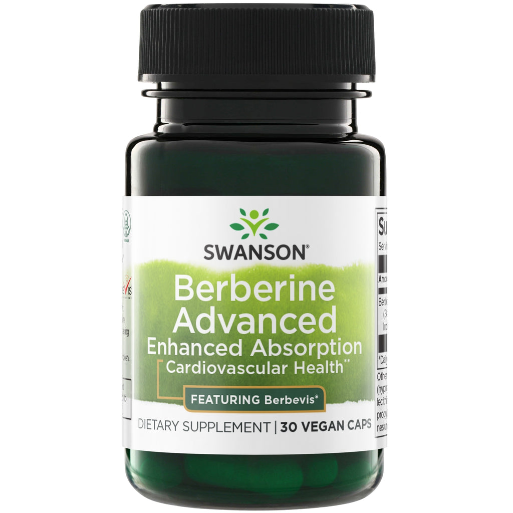 SW1864 | Swanson Berberine Advanced, Enhanced Absorption, dietary supplement bottle, 30 vegan caps - Thumbnail