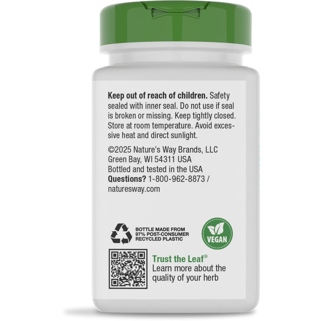 NW150 | back label of brown supplement bottle reading Traditional Hair and Nail Support 440 mg of horsetail stem and leaf per serving, barcode - Thumbnail