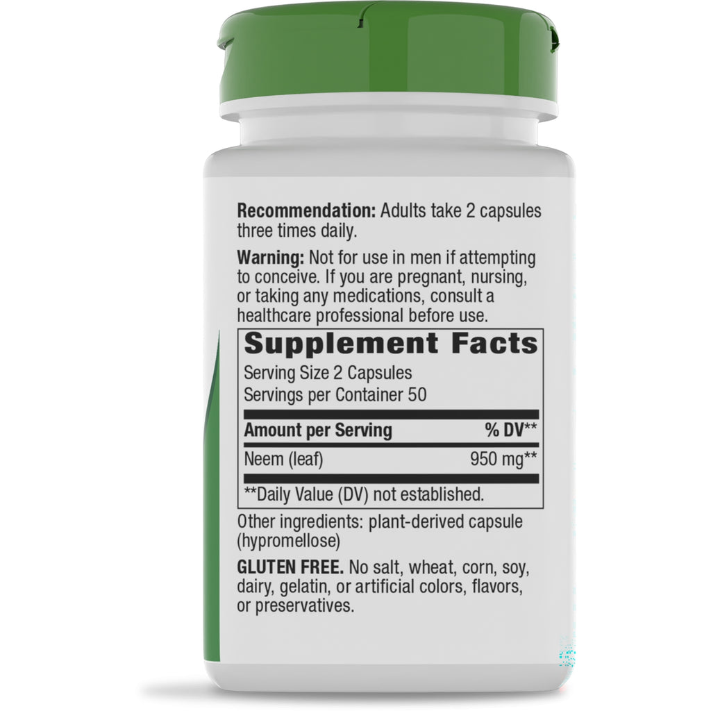 NW867 | Back of brown supplement bottle with green cap showing Supplement Facts panel and usage and warning text - Thumbnail