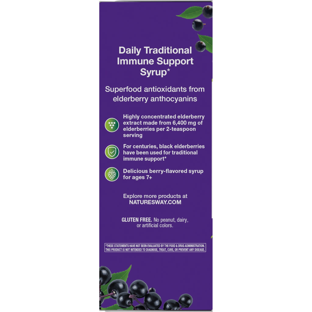 NW661 | Back panel listing Daily Traditional Immune Support Syrup benefits, elderberry extract details and gluten free note - Thumbnail