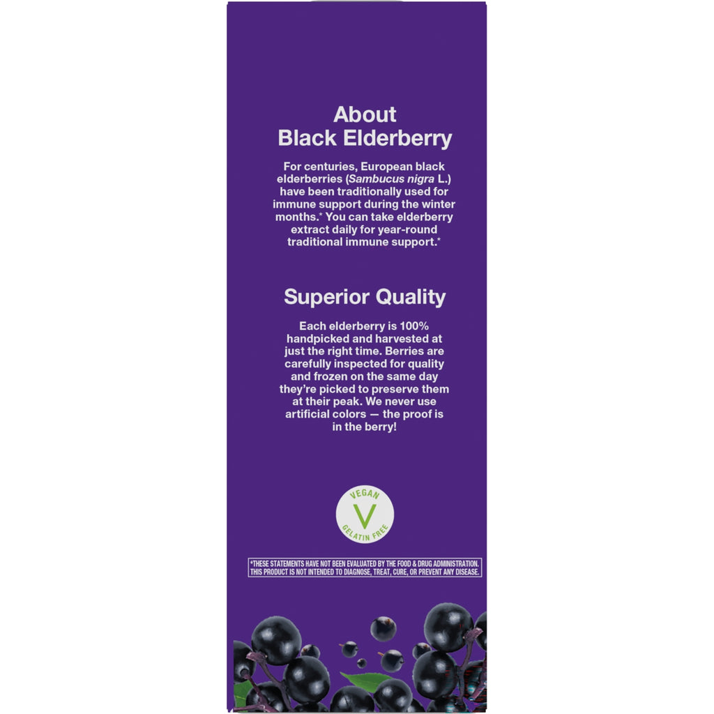 NW661 | Purple product infographic about black elderberry with Superior Quality text, vegan badge and berry illustrations - Thumbnail