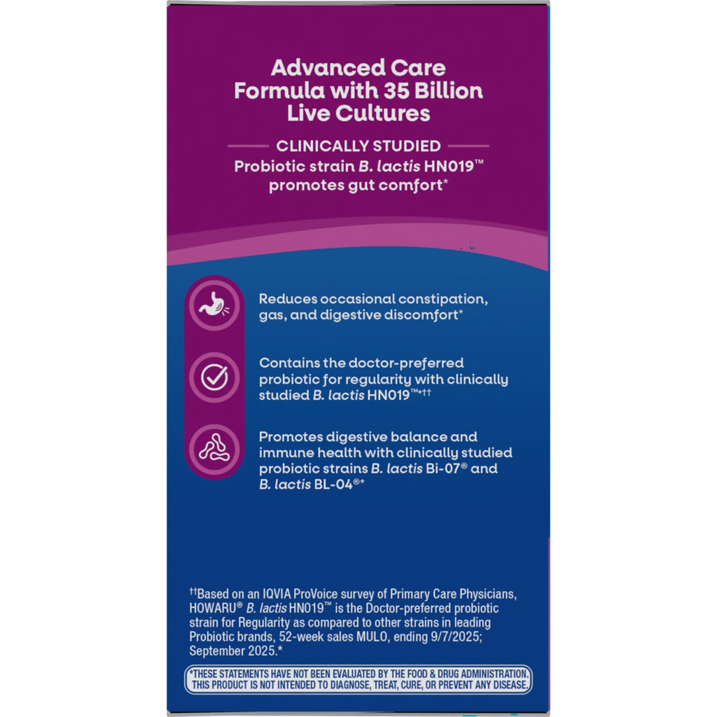 NW642 | Product infographic titled Guaranteed Potency listing targeted delivery, 35 billion live probiotics, 15 strains, delayed-release capsule, no refrigeration - Thumbnail