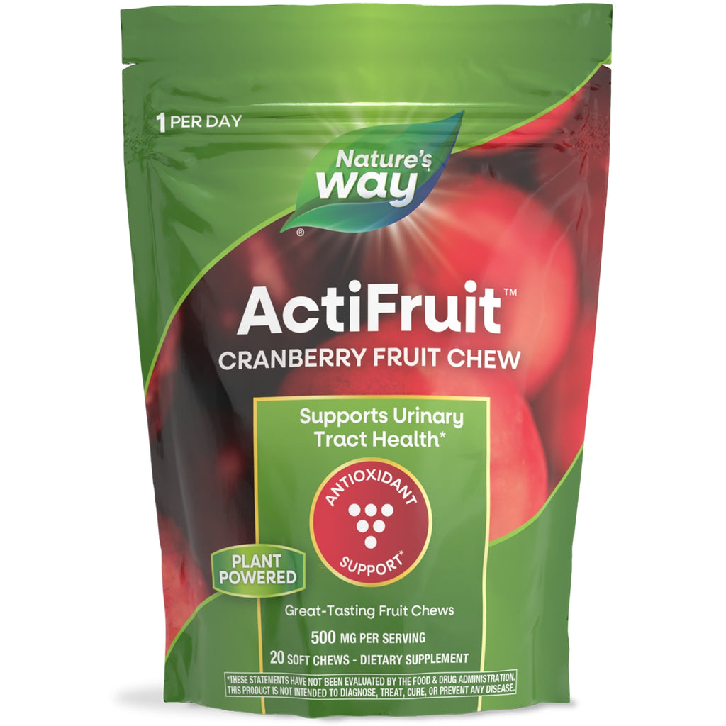 ET365 | Nature's Way ActiFruit cranberry fruit chew resealable pouch, 20 soft chews, 500 mg per serving - Thumbnail