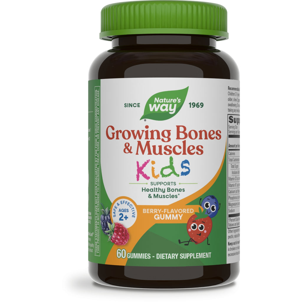 NW1009 | Nature's Way Kids Growing Bones & Muscles gummy bottle, 60 wildberry flavored dietary supplement - Thumbnail