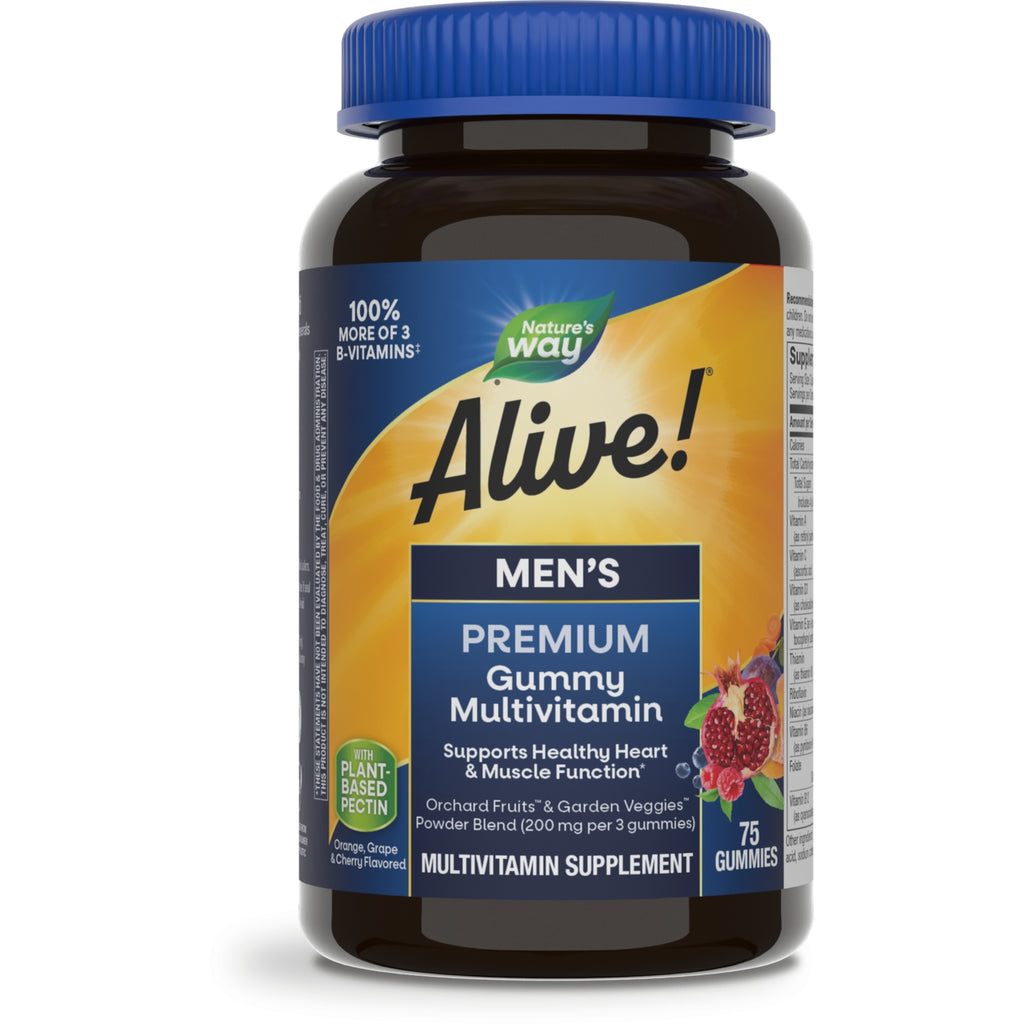 NW856 | Nature's Way Alive! men's Premium Gummy Multivitamin bottle front, 75 gummies, supports healthy heart & muscle function - Thumbnail