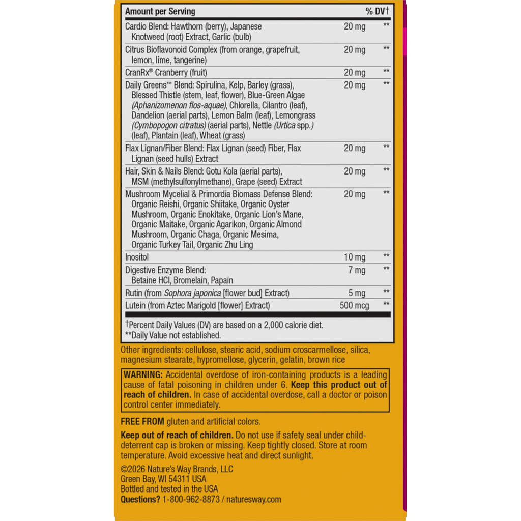 NW711 | back label showing supplement facts, ingredient list, and warning box on yellow background - Thumbnail