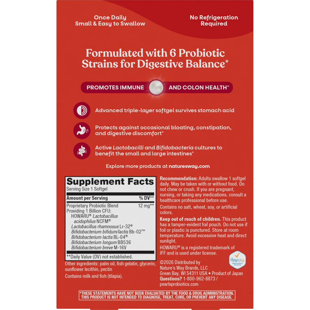 Supplement facts and product back panel showing Formulated with 6 Probiotic Strains, usage directions and ingredient list - Thumbnail