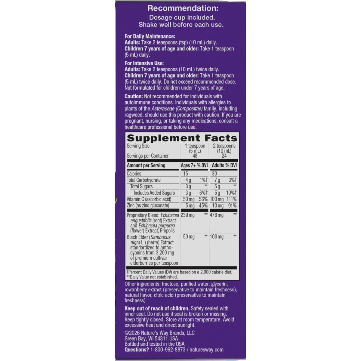 NW666 | Back panel of purple supplement box showing dosage recommendations and Supplement Facts label