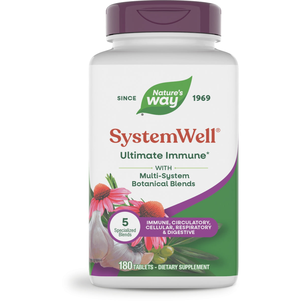 NW741 | Nature's Way SystemWell Ultimate Immune dietary supplement bottle 180 tablets front label