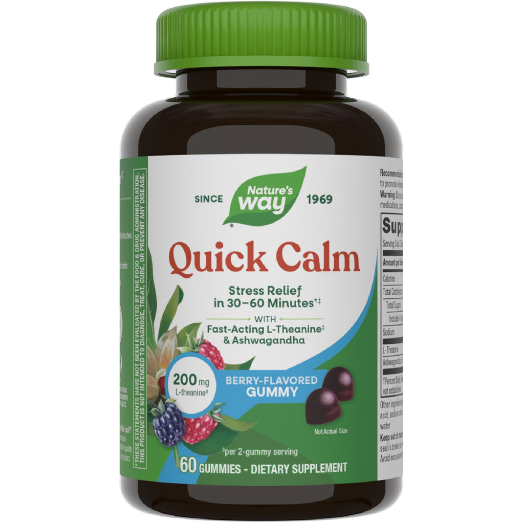 NW1059 | Nature's Way Quick Calm Gummy bottle, mixed berry flavor, 60 gummies dietary supplement - Thumbnail